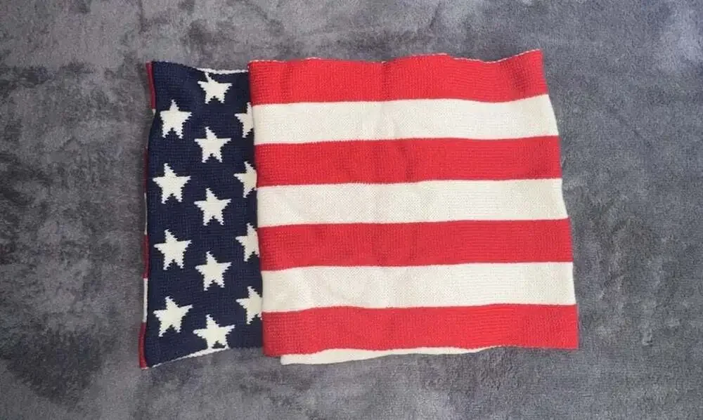 American Flag Intarsia Knit Infinity Scarf